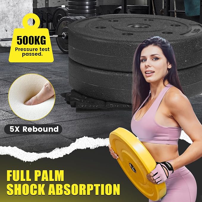 HOZMOZ Ventilated Weight Lifting Gloves, Thick Padded Workout Gym Gloves with Full Palm Protection & Grip & Shock Absorption for Women & Men's Fitness Exercise Training