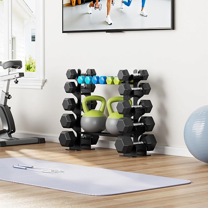 Dumbbell Rack Stand for Home Gym: Rack Only Holder for Dumbbells, Free Weights, 400LB Capacity Heavy-Duty Compact Storage Organizer