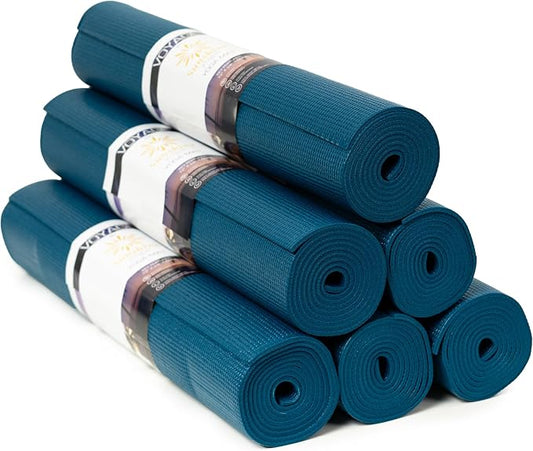 Voyage 5mm Studio Yoga Mats, 6 Pack, 72x24in | Extra Long, Anti-Tear Exercise Mats for Workout, Stretching, Fitness - Non Slip Gym Mats for Home, Schools and Studios