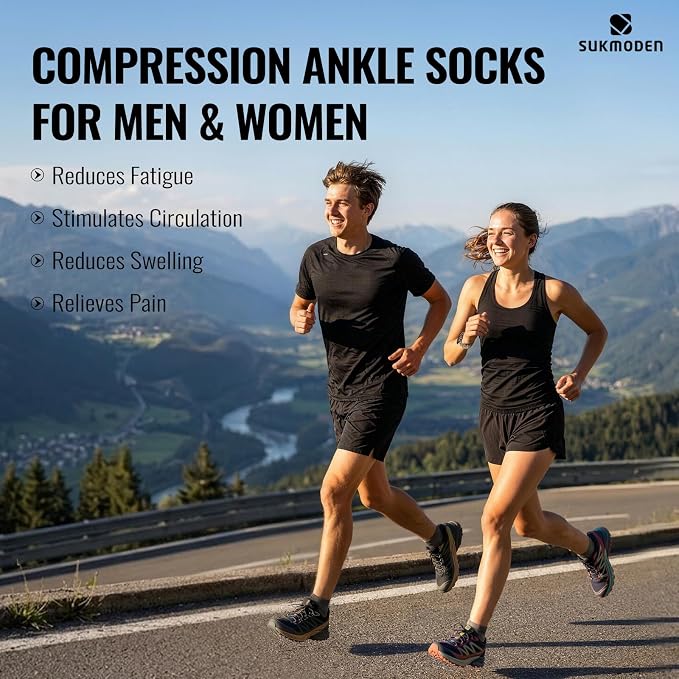 6 Pairs Copper Ankle Compression Socks for Men and Women | Copper Graduated Compression Socks with Terry Cushioning and Arch Support, Breathable Mesh Design, Machine Washable