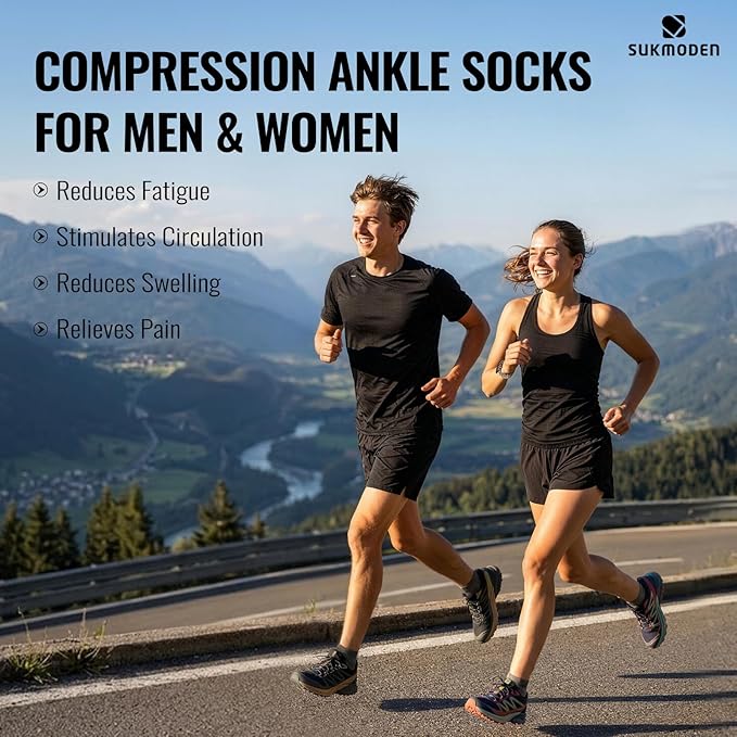6 Pairs Copper Ankle Compression Socks for Men and Women | Copper Graduated Compression Socks with Terry Cushioning and Arch Support, Breathable Mesh Design, Machine Washable