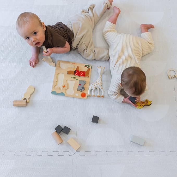 Little Landings Baby Play Mat for Floor - Aura Pearl (6x6ft) - Premium EVA Foam Play Mat for Babies & Toddlers (Ages 0-5+) Non-Toxic Playmat for Tummy Time, Crawling & Playroom - Stylish & Comfortable