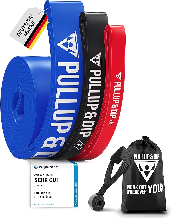 Pullup & DIP Fitness Bands, Resistance Bands with Bag, Door Anchor (with Sets) and Exercise Guide - Single & in Value Set, Pull-Up Band Fitness Band for Calisthenics