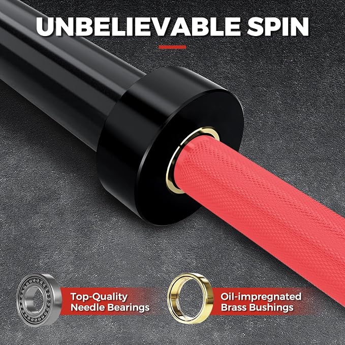 7FT Alloy Steel Olympic Barbell, 1500LB 45LB | 28mm knurled grip bar with needle bearings, chrome finish, 2-inch plate fit, and 1500LB capacity for heavy lifts
