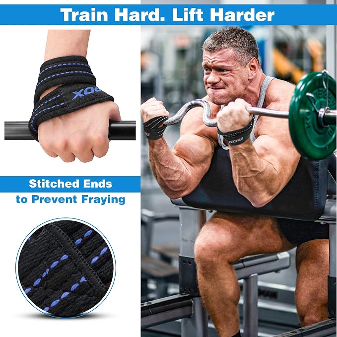 RDX Weight Lifting Straps Figure 8, Anti Slip Strap with Cuffs Wrist Support for Gym Workout Deadlift Powerlifting Bodybuilding Weightlifting, Fitness Strength Training, Hand Bar Grip for Men