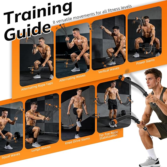 Upgrade Weighted Ropeless Battle Ropes, Adjustable Cordless Battle Rope – Portable Battle Ropes for Home Gym Workout, HIIT & Cardio Full Body Training Exercise Rope for Strength Training Men & Women