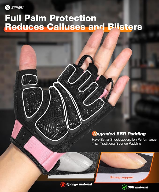 SIMARI Breathable Workout Gloves with Cushion Pad/Grip/Reduce Calluses, Weight Lifting Gloves for Gym Exercise, Cycling, Weightlifting Training, Fitness, Pilates, Kayaking, Gift for Men & Women