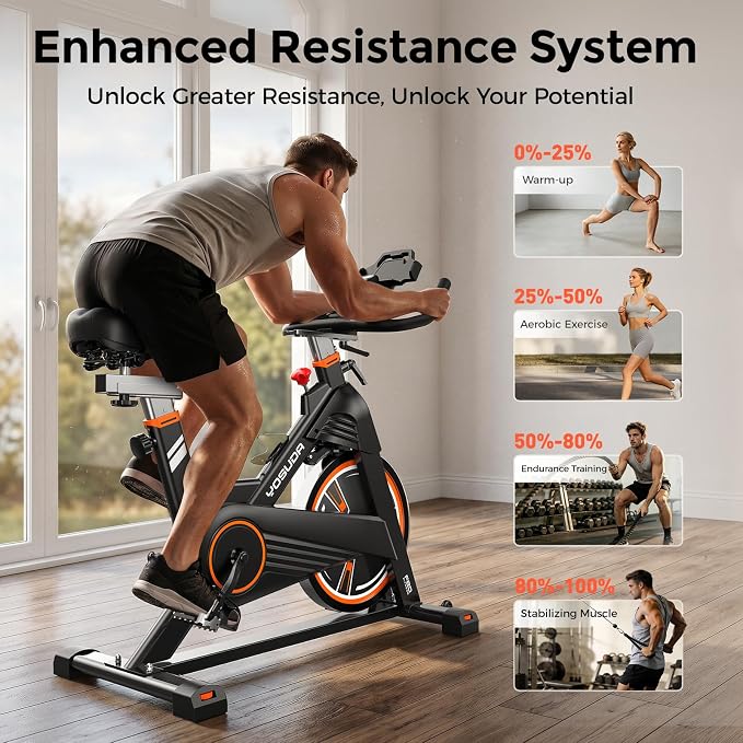YOSUDA PRO Magnetic Exercise Bike 350 lbs Weight Capacity - Indoor Cycling Bike Stationary with Comfortable Seat Cushion, Silent Belt Drive