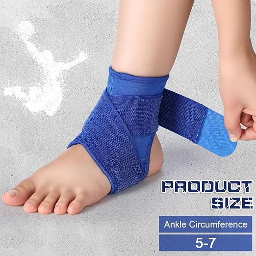 Honoson 2 Pcs Ankle Brace Kid Ankle Support Youth Neoprene Lace up Compression Sleeve Foot Brace Stabilizer with Adjustable Strap for Sport Sprained Plantar Fasciitis Achilles Tendonitis(Blue,M)