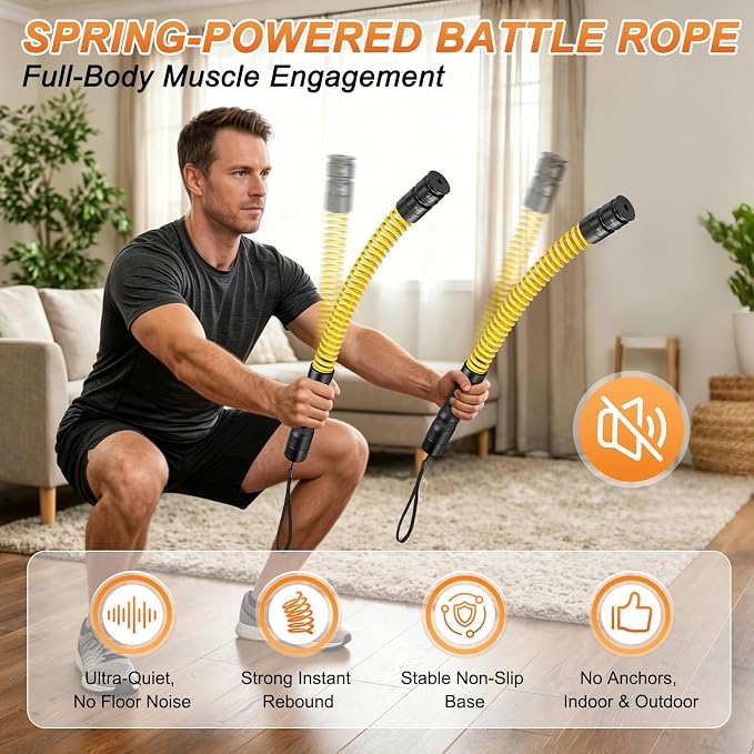 Ropeless Battle Ropes for Home Gym, Weighted Ropeless Battle Adjustable Resistance Levels Ropeless Battle for Strength Training and Full Body Exercise