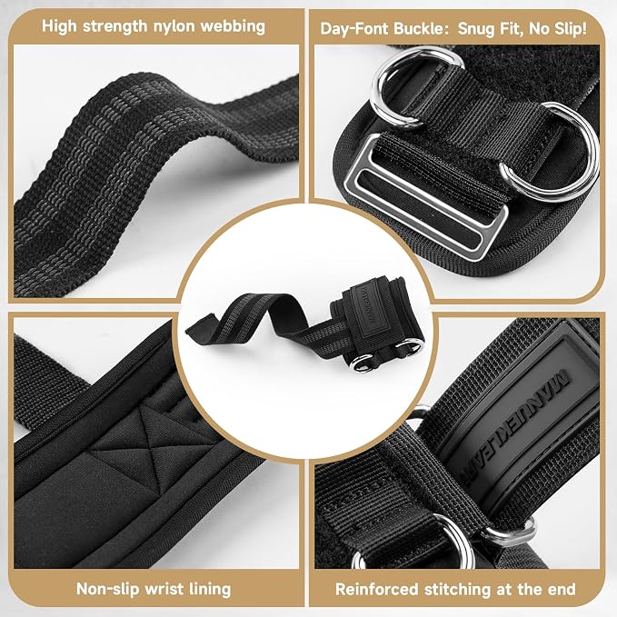 M MANUEKLEAR Wrist Straps for Weightlifting, Gym Lifting Straps with D Rings for Cable Machine,Weight Lifting Wrist Wraps for Men Women
