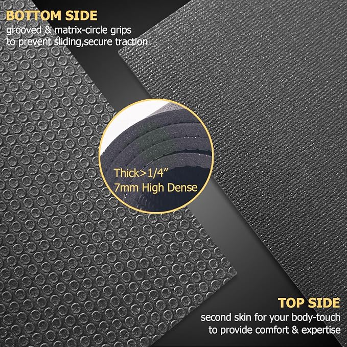 GXMMAT Large Exercise Mat 6'x4'/6'x5'/6'x6'(7mm), Thick Workout Mats for Home Gym Flooring, Extra Wide Non-Slip Durable Cardio Mat, Shoe Friendly, Perfect for Plyo, MMA, Jump Rope, Weights, Fitness