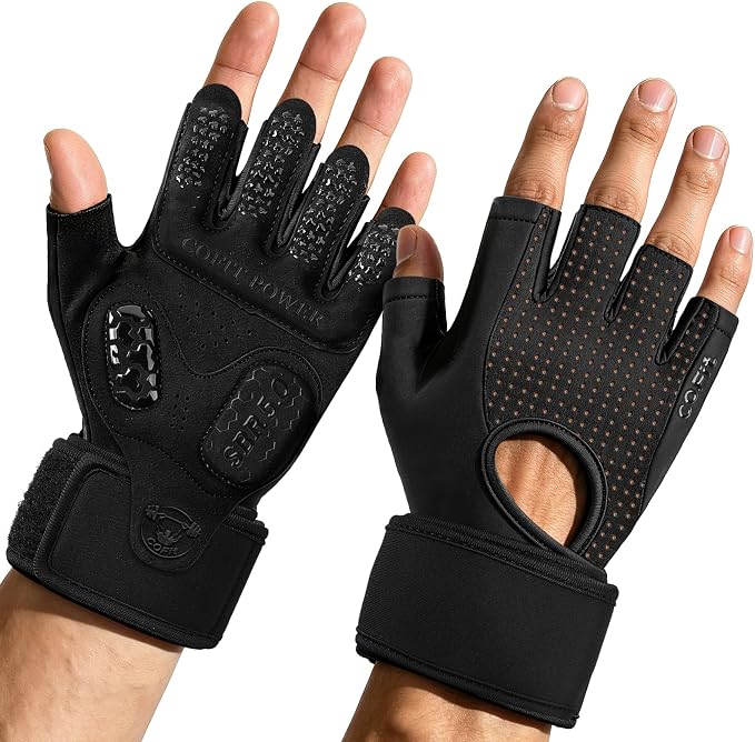 Workout Gloves for Men and Women, Gym Gloves with Wrist Support, Weight Lifting Gloves with 5MM SBR Palm Padding, Breathable Non-Slip Lifting Gloves for Exercise, Fitness, Weight Training