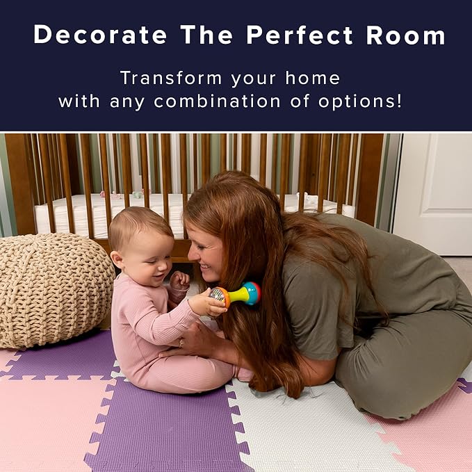 We Sell Mats 3/8" Thick Multipurpose EVA Foam Exercise Floor Mat, 12"x12" Interlocking Kid-Friendly Tiles, Anti-Fatigue for Home, Gym, Playpens, Classrooms