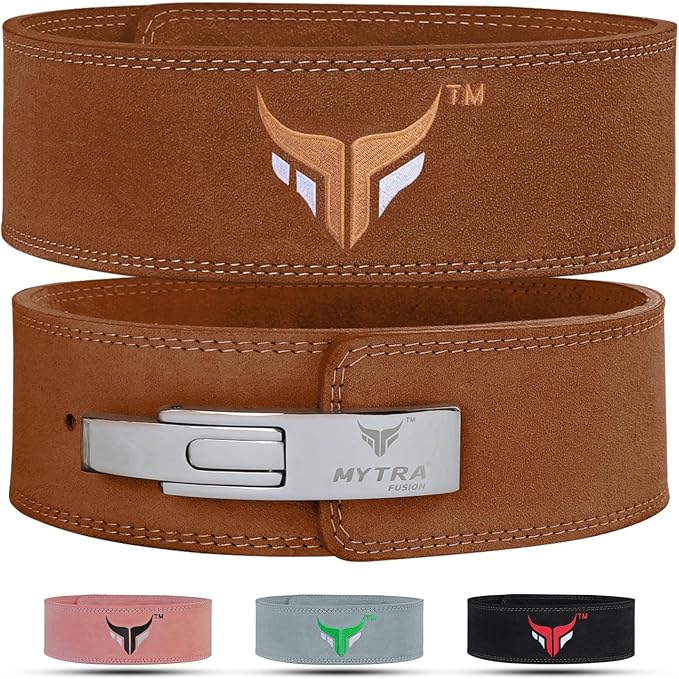 Mytra Fusion Weight Lifting Belt for Men and Women Gym Belt 10MM Thick and 4" wide 100% Genuine Leather Workout Belt for Weightlifting, Powerlifting, Gym, Training and Bodybuilding
