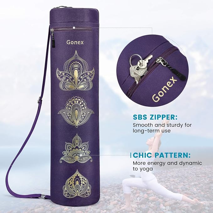 Gonex Yoga Mat Bag, Full-Zip Mat Carrier | 600D Oxford Fabric, Wet Pocket, Front Zip Pocket, Adjustable Strap, Fits Mats up to 26"