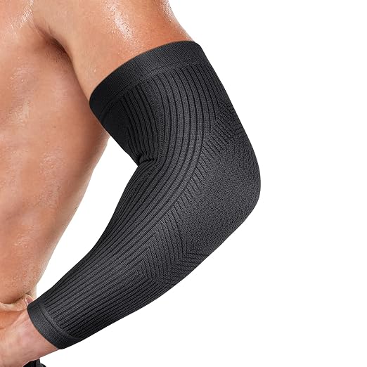 Elbow Compression Sleeve, Snug Fit, Full Arm Coverage, Medium | Soft Breathable Tennis & Golfers Elbow Brace for All Day Comfort, Full Arm Coverage for Complete Support