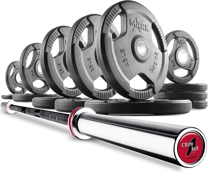 XMark TRI-GRIP Olympic Barbell Sets With The CROWBAR 7' Olympic Bar