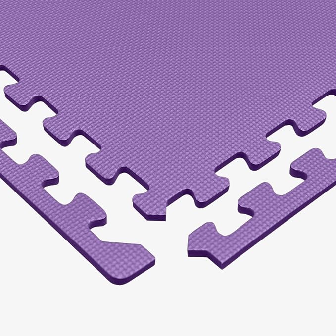 We Sell Mats 1/2" Thick Multipurpose EVA Foam Exercise Floor Mat, Interlocking Tiles, Anti-Fatigue for Home or Gym, 24 in x 24 in, 4 Tiles, Purple