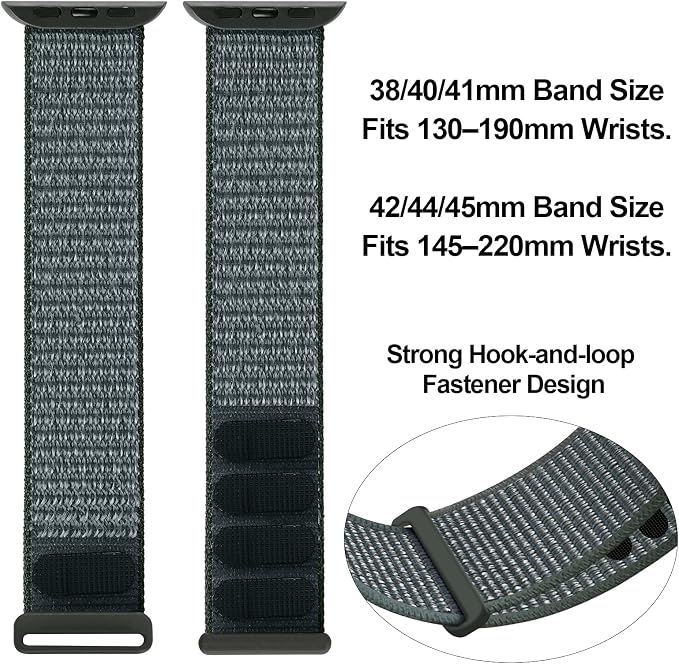 Sport Loop Band Compatible with Apple Watch Band 38mm 40mm 42mm 44mm iWatch Series 6 5 SE 4 3 2 1 Strap, Nylon Velcro Women Men Stretchy Elastic Braided Adjustable Wristband, 38mm 40mm Storm Gray | Braided Nylon Band for Apple Watch 38mm 40mm, Adjustab...