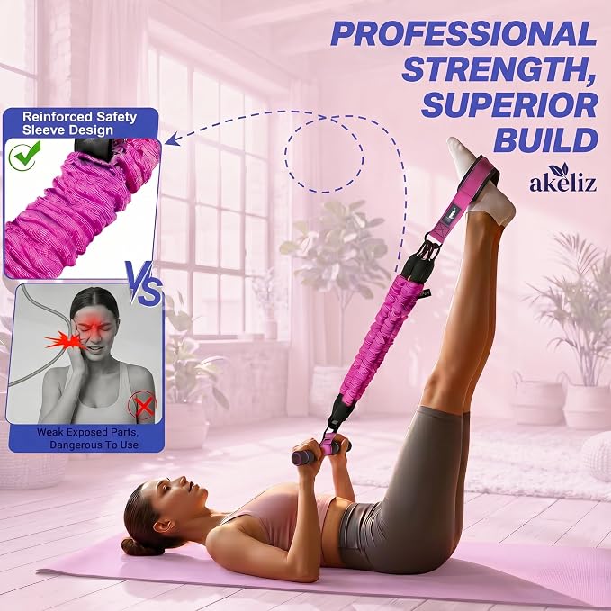 Pedal Resistance Band with Handle, 3 Tube Adjustable Foot Pedal Resistance Bands for Abs, Core, Arm, Leg, Sit Up Exercise Equipment for Women Men, Multifunction Tension Rope Home Workout