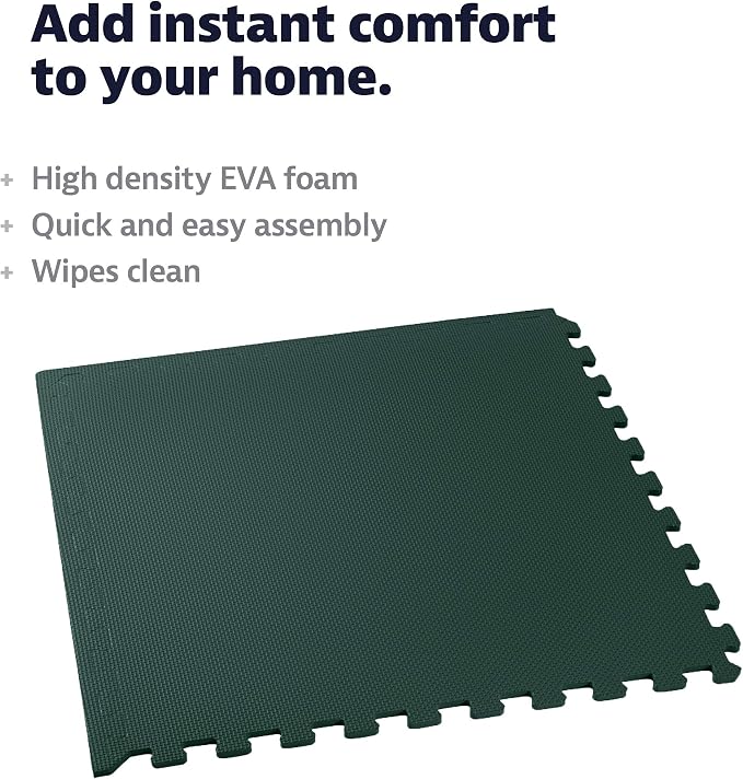We Sell Mats 1/2 Inch Thickness Multipurpose EVA Foam Floor Tiles, Interlocking Floor Mat for Indoor Gym and Home Use, 24 in x 24 in, Hunter Green, 24 Square Feet (6 Tiles)