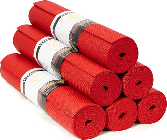 Voyage 5mm Studio Yoga Mats, 6 Pack, 72x24in | Extra Long, Anti-Tear Exercise Mats for Workout, Stretching, Fitness - Non Slip Gym Mats for Home, Schools and Studios