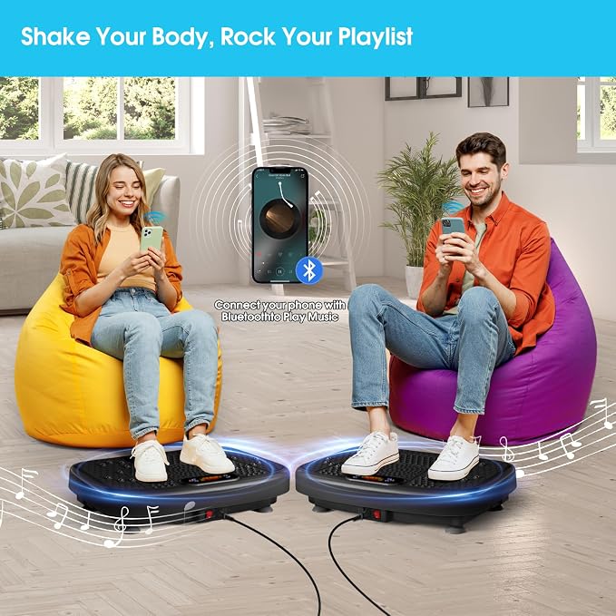 SoftGym Vibration Plate Exercise Machine for Lymphatic Drainage & Fitness | Quiet Heavy Duty 450lbs Capacity Platform, 120 Speeds Shake Machine with Resistance Bands for Home Muscle Activation
