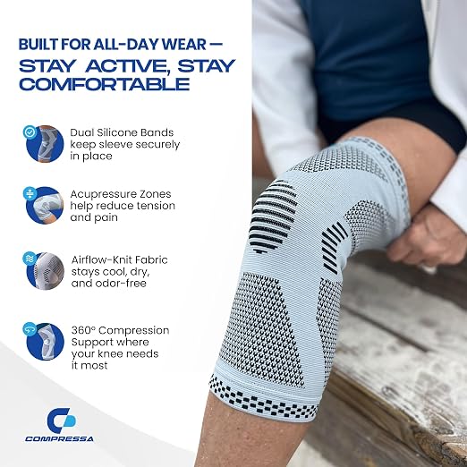Compressa Knee Sleeve for Women & Men (XX-Large) - Non-Slip Compression Support for Joint Pain, Muscle Recovery, Arthritis, and Injury Relief