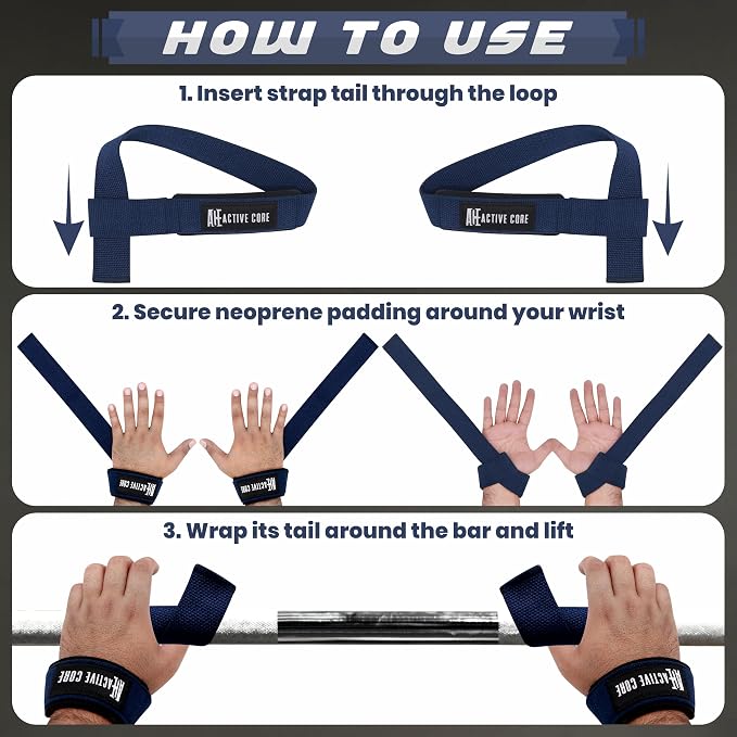 Lifting Wrist Straps for Weightlifting, Weight Lifting Straps Gym Strength Training, Neoprene Padded Wrist Support, Deadlift Straps for Men & Women, 22.5 Inch Cotton