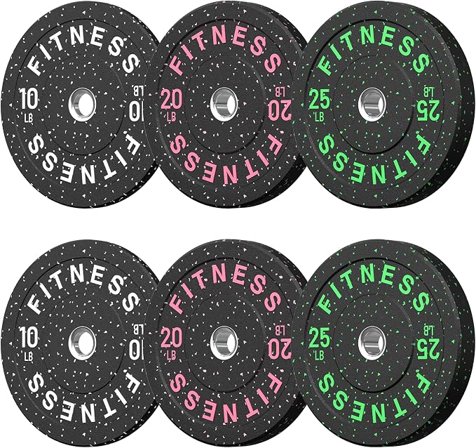 HANDBODE 2-Inch High-Bounce Bumper Plates, Olympic Weight Set, 10-650 lb | Barbell Weight Plates Set for Home Gym, Colored Weights Rubber Strength Training Plate for Weight Lifting