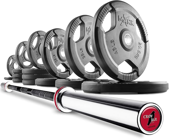 XMark TRI-GRIP Olympic Barbell Sets With The CROWBAR 7' Olympic Bar