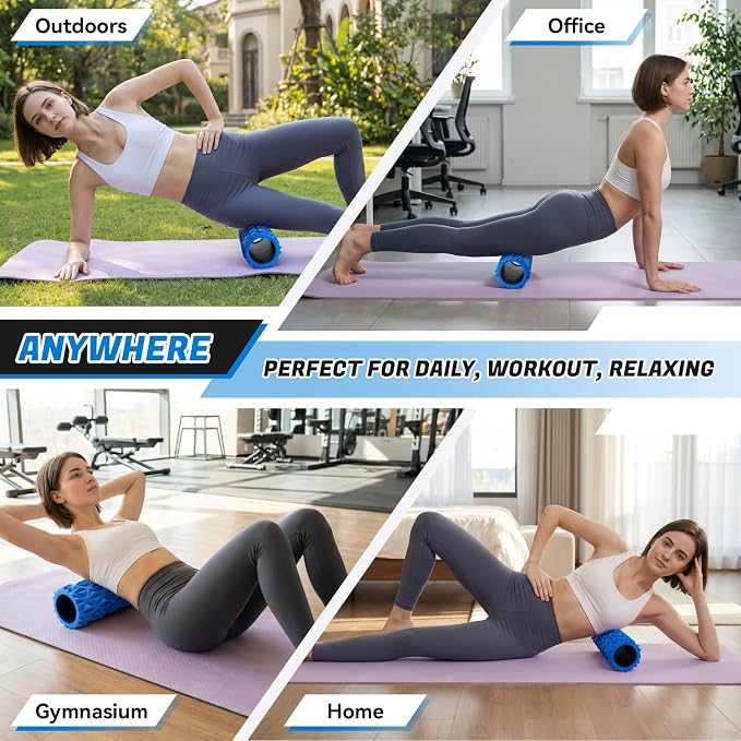 Foam Roller for Deep Tissue Massager High Density Massage Roller | Exercise Patented Roller for Muscle Massage and Myofascial Trigger Point Release Back Roller Improves Mobility (15" Blue)