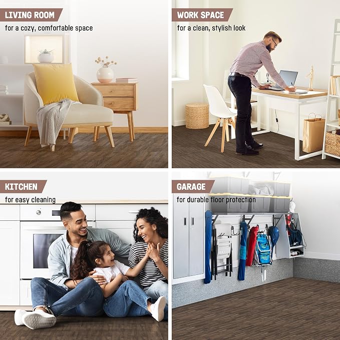 Yes4All EVA Interlocking Mats, Puzzle Floor Tiles, Foam Floor Padding with Border for Furniture, Home Space, Living Room, Garage