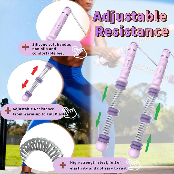 Adjustable Ropeless Battle Ropes for Home Gym for Men & Women, Quiet Air Resistance Heavy Duty Cordless Battle Rope,Exercise Ropes with Variable Resistance, Strength & Low-Impact Cardio for HIIT