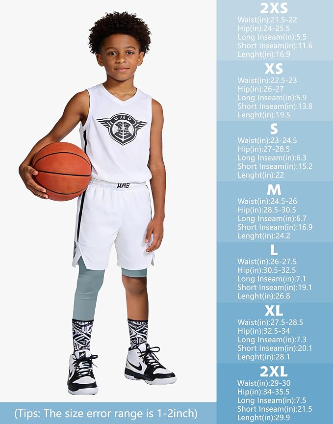 MIVEI One Leg Compression Tights Youth Boys Basketball Leg Sleeve | Kids Compression Pants Girls' Single Leg Tights 3/4 Leggings for Baseball Softball Soccer Running Football, Sports Base Layer