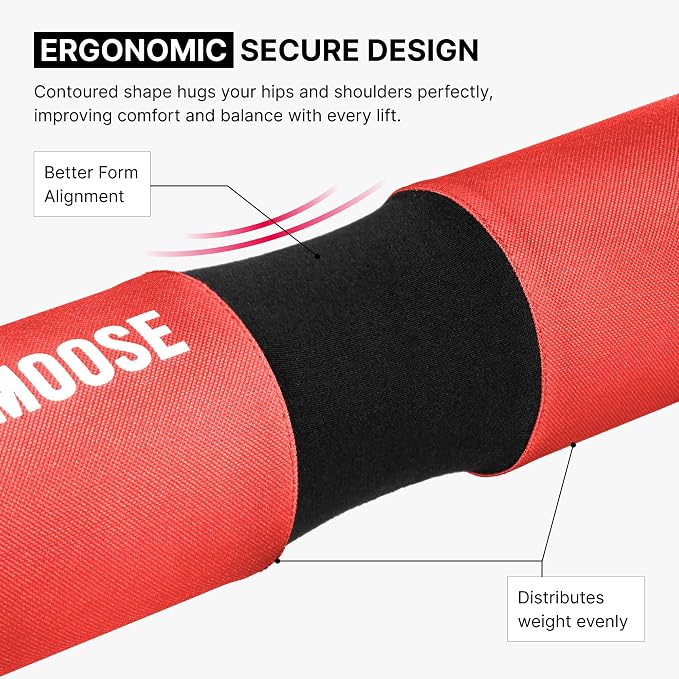 DMoose Fitness Barbell Pad for Hip Thrust, Squat & Lunges - Non-Slip Thick Foam Cushion for Neck and Back Support with Two Straps - Hip Thrust Pad for Leg Day - Fits All Olympic Bars and Smith Machine