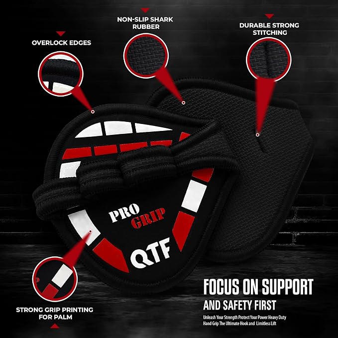 QTF Gym Grips Pads - Neoprene Gloves Gym Palm Protector Weight Lifting Grips Replacement of Workout Gloves Men and Women - Lifting Grip Pads for Weightlifting, Calisthenics.