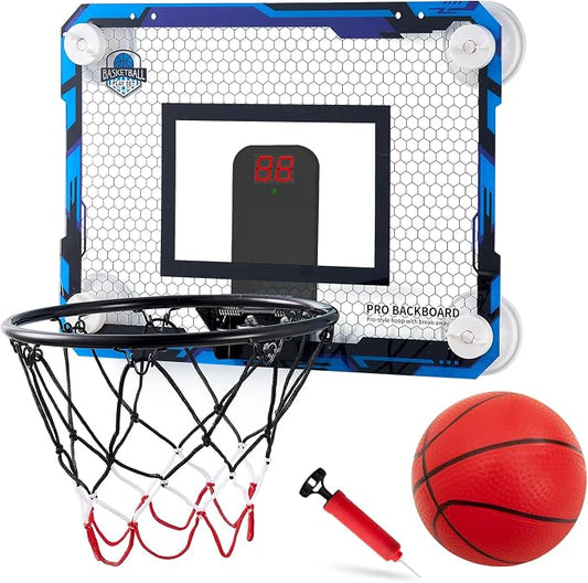 Indoor Mini Basketball Hoops with Powerful Suction Cups for Window and Wall | Wall Mounted Basketball Hoops, Basketball Backboard for Bedroom Office Dorm Room, Outdoor Toy Gifts for Kids and Adults