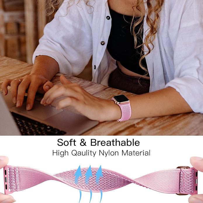 Lerobo Stretchy Nylon Solo Loop Band, Compatible with Apple Watch Series 11 10 9 8 7 6 5 4 3 SE3/2/1 Ultra3/2/1, Adjustable Strap for iwatch Band 44mm 45mm 46mm 49mm 42mm 40mm 41mm 38mm for Women Men