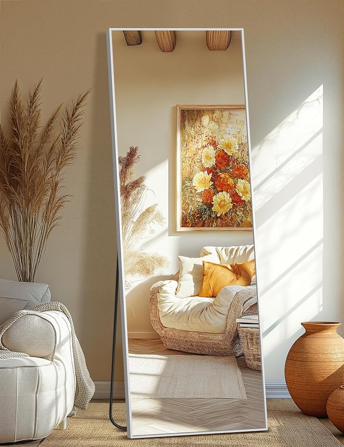TRAHOME Full Length Floor Mirror 70"x24", Standing Mirror with Aluminum Frame, Large Body Mirror for Bedroom, Living Room and Bathroom, Silver