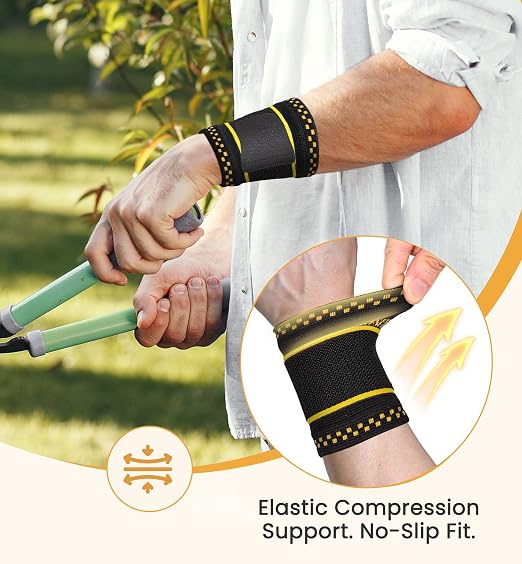 Copper Infused Compression Wrist Support Brace with Adjustable Wrap, Medium | 2-Pack, Men & Women, Carpal Tunnel Relief, Tendonitis & Arthritis, Sports Support, Breathable Sleeve