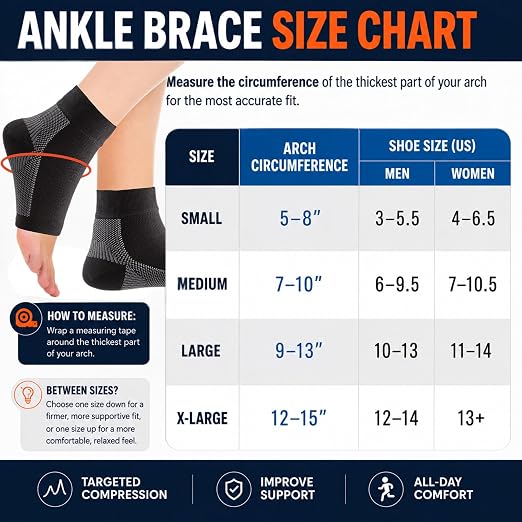 PhysFlex Ankle Brace Support - Ankle Compression Sleeve - Foot Brace for Women & Men - Tendonitis & Arthritis Ankle Brace Sports Running, Plantar Fasciitis Relief & Stabilizing Ankle Wrap