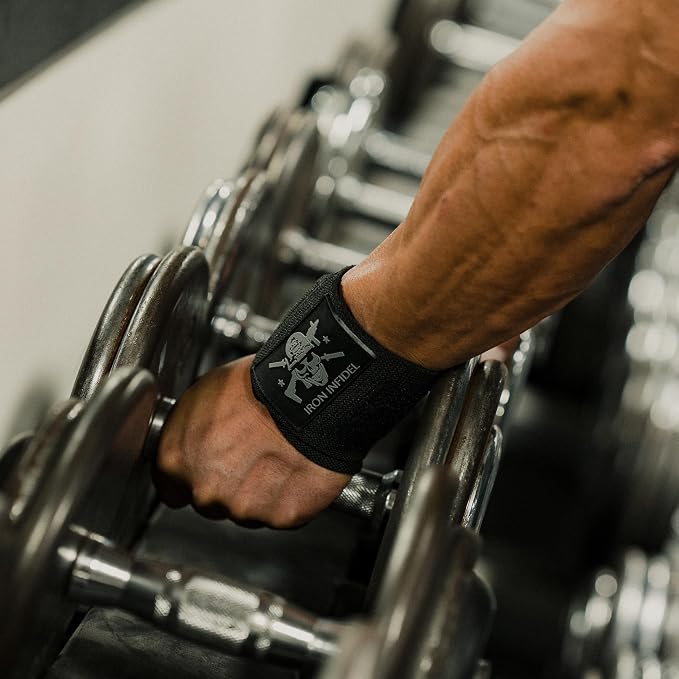 Iron Infidel Wrist Wraps for Weightlifting - 18" Heavy Duty Support for Working Out, Gym Accessories for Men - Use for Lifting, Crossfit, Fitness, Exercise, Bench Press, Powerlifting