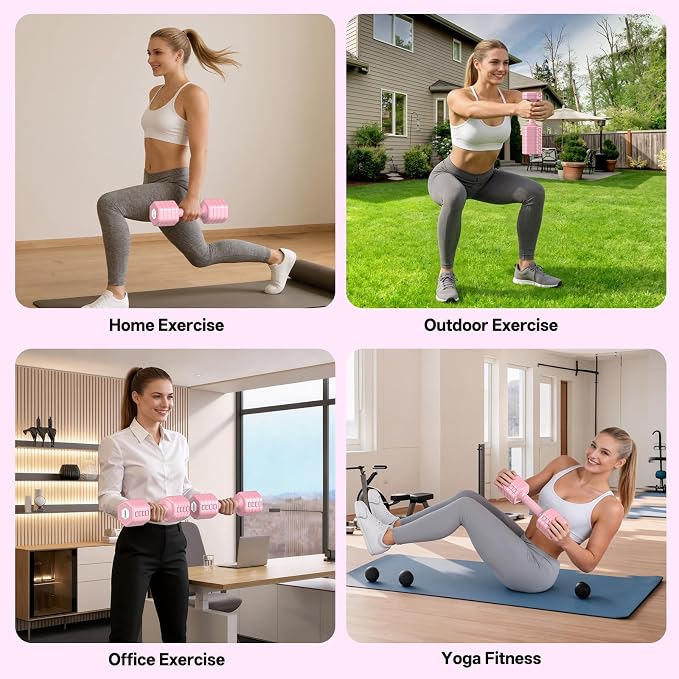 JOROTO 5-in-1 Adjustable Dumbbell Set, 8LB/11LB Pair Adjustable Weights for Women at Home, 1s-Adjust Dual Locking Stable Hand Weights with TPE Soft Handle, Home Gym, Rehab, Pilates, Yoga, Strength Training
