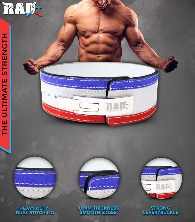 RAD Lever Weight Lifting Gym Belt for Men & Women Size 63 TO107 CM,Thick 10MM & Width 4 Inch Lever Powerlifting Belts for Women Dead Lift Workout Belt Leather Weight Lifting Lever Gym Squat Belt