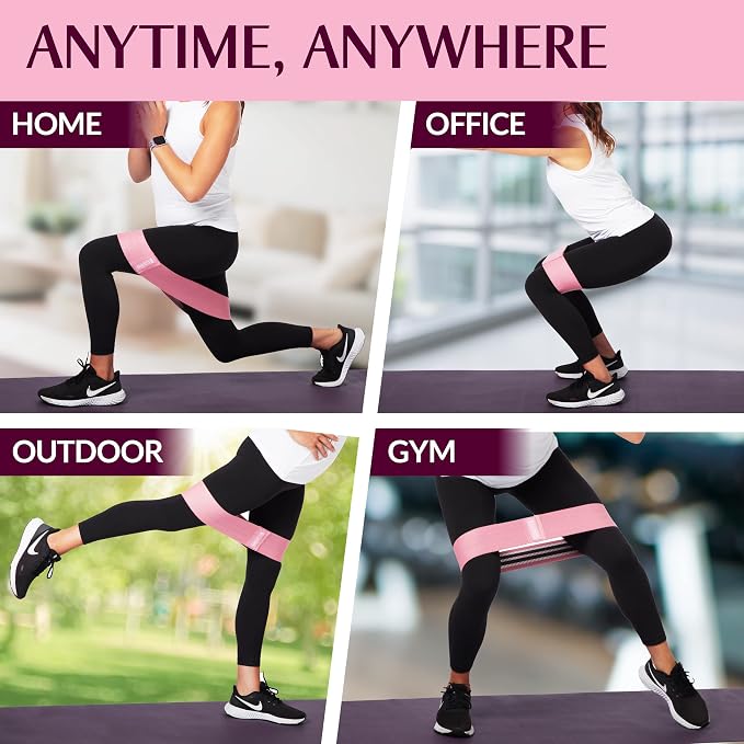Gymbee Premium Resistance Bands for Working Out - Exercise Bands to Workout Glutes, Thighs & Legs - No Slip Cloth Booty Bands for Gym & Home Fitness, Yoga, Strength & Pilates for Men/Women - 3 Levels