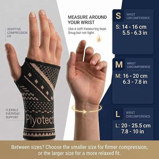 2 Pack Copper Wrist Compression Sleeve for Men and Women | Wrist Brace for Carpal Tunnel, Tendonitis, Arthritis. Breathable Left Right Hand Support for Work, Sleeping,Typing