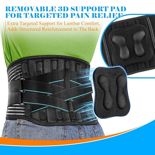 Back Brace for Lower Back Pain Men Women with 9X Strong Support, Idea for Long Time Standing & Sitting Jobs, Durable Back Support Belt with 3D Lumbar Pad for Sciatica, Herniated Disc, S