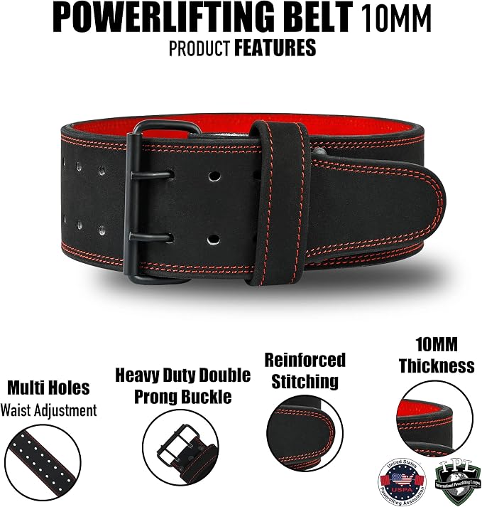 Beast Power Gear Weight Lifting Belts - Free Strap 4” Wide 10mm Thick for Weightlifting Bodybuilding Powerlifting Belt Superior Back Support Gym Belts for Men Women